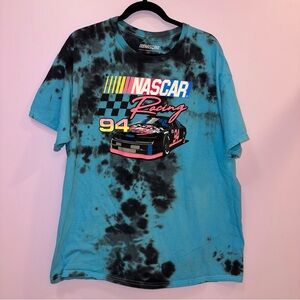 Blue Tie-Dye NASCAR Graphic Printed T-Shirt from Fashion Nova